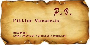 Pittler Vincencia névjegykártya
